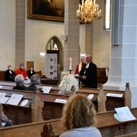 Im Dialog: Landesbischof Bilz und Bischof Timmerevers sprachen während der Predigt abwechselnd.