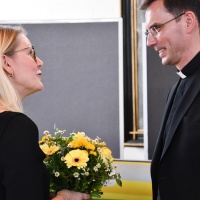 Mit der Leiterin des Katholischen Büros Sachsen, Dr. Daniela Pscheida-Überreiter. © Michael Baudisch