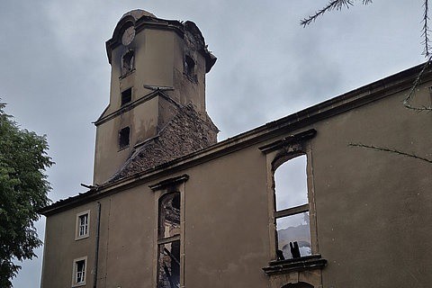 Die zerstörte Kirche in Großröhrsdorf. © Anke Gatter / EVLKS
